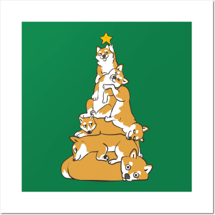 Christmas Tree Shiba Inu Posters and Art